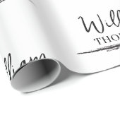 Papier Cadeau Nom monographique moderne noir et blanc (Coin rond)