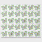Papier Cadeau Nom personnalisé 1er Anniversaire Papillon (Plat)