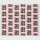 Papier Cadeau Nom personnalisé 21e anniversaire rose moderne (Plat)