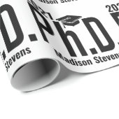 Papier Cadeau Nom personnalisé & année Ph.D. (Coin rond)