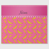 Papier Cadeau Nom personnalisé bananes roses (Plat)