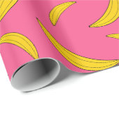 Papier Cadeau Nom personnalisé bananes roses (Coin rond)