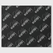 Papier Cadeau Nom Personnalisé Black Elegant | Nom (Plat)