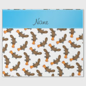 Papier Cadeau Nom personnalisé blanc platypus motif (Plat)