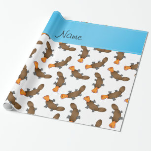 Papier Cadeau Nom personnalisé blanc platypus motif