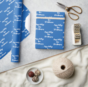 Papier Cadeau Nom personnalisé bleu de vacances Script Calligrap