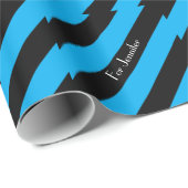 Papier Cadeau Nom personnalisé bleu et noir (Coin rond)
