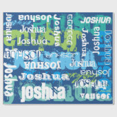 Papier Cadeau Nom personnalisé Blue Green Métro Art Design (Plat)