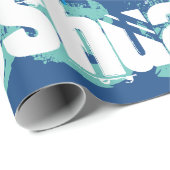 Papier Cadeau Nom personnalisé Blue Green Métro Art Design (Coin rond)