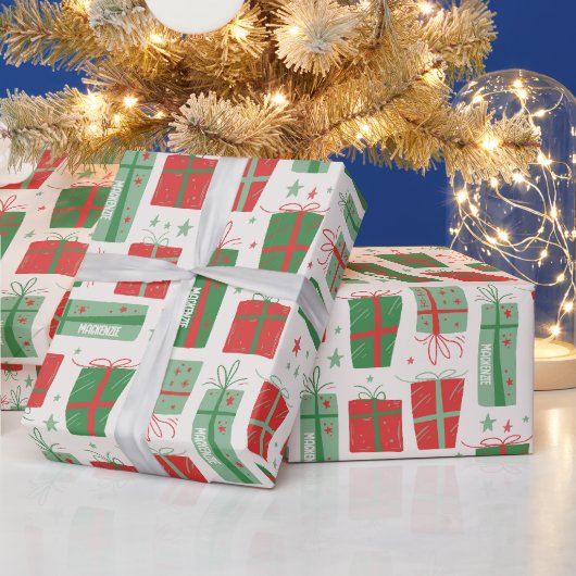 Papier Cadeau Nom personnalisé Boho présente Noël Motif (Vacances)