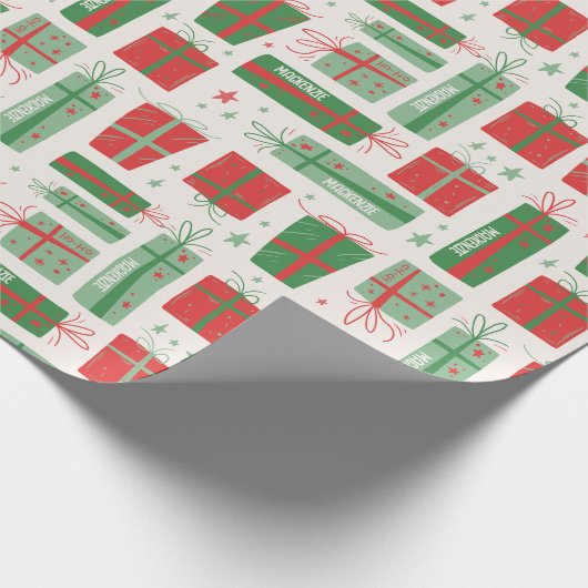 Papier Cadeau Nom personnalisé Boho présente Noël Motif (Coin)