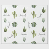 Papier Cadeau Nom personnalisé Cactus Succulent Sud-Ouest (Plat)
