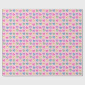 Papier Cadeau Nom personnalisé Candy Conversation Heart - Rose (Plat)