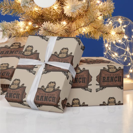 Papier Cadeau NOM PERSONNALISÉ Canons Cowboy Connexion Western R (Vacances)