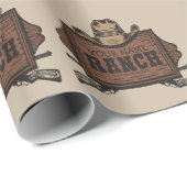 Papier Cadeau NOM PERSONNALISÉ Canons Cowboy Connexion Western R (Coin rond)