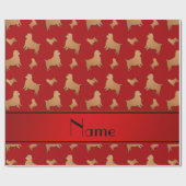 Papier Cadeau Nom personnalisé Chiens Norwich Terrier rouge (Plat)