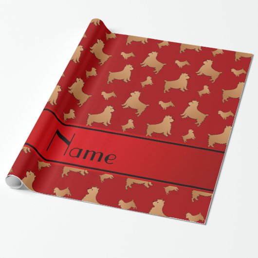 Papier Cadeau Nom personnalisé Chiens Norwich Terrier rouge (Déroulé)