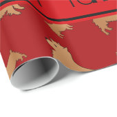 Papier Cadeau Nom personnalisé Chiens Norwich Terrier rouge (Coin rond)
