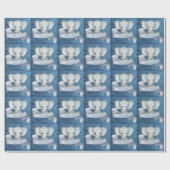 Papier Cadeau Nom personnalisé Cute Baby Boy Elephant Blue Wood (Plat)