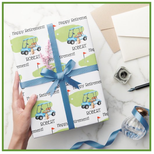 Papier Cadeau Nom personnalisé de la retraite de golf