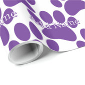 Papier Cadeau Nom personnalisé de l'Empreinte de patte de chien  (Coin rond)