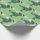 Papier Cadeau Nom personnalisé Dinosaur Joyeux feux de Noël Enfa (Coin)