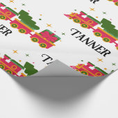 Papier Cadeau Nom personnalisé du train de Noël (Coin)