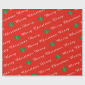 Papier Cadeau Nom personnalisé élégant Joyeux Noël Rouge Chic (Plat)