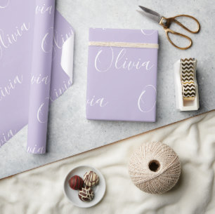 Papier Cadeau Nom personnalisé élégant violet moderne