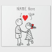 Papier Cadeau Nom personnalisé Enveloppement Cadeau Papier Coupl (Plat)