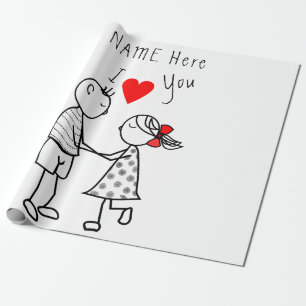 Papier Cadeau Nom personnalisé Enveloppement Cadeau Papier Coupl