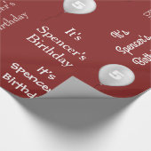 Papier Cadeau Nom personnalisé et âge Anniversaire Rouge (Coin)