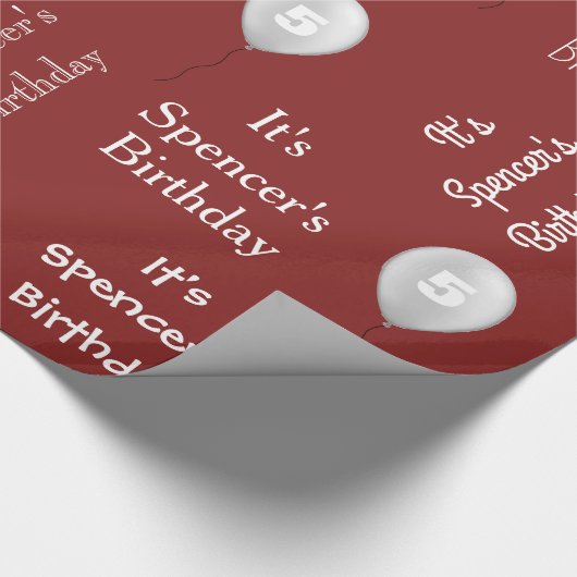 Papier Cadeau Nom personnalisé et âge Anniversaire Rouge (Coin)