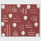 Papier Cadeau Nom personnalisé et âge Anniversaire Rouge (Plat)