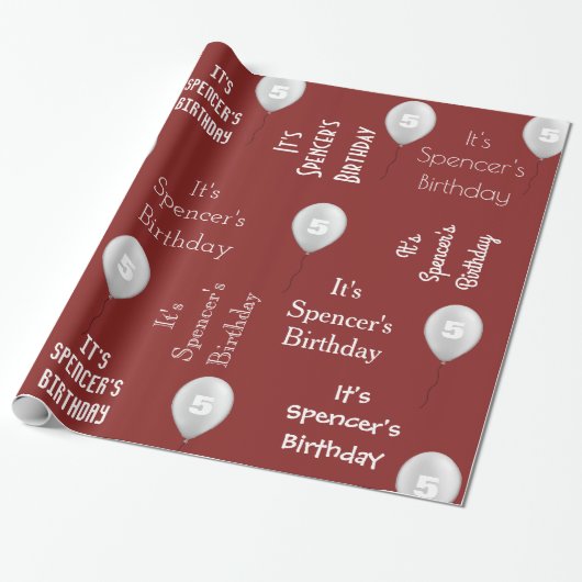 Papier Cadeau Nom personnalisé et âge Anniversaire Rouge (Déroulé)