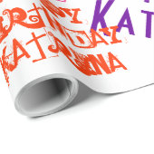 Papier Cadeau Nom personnalisé et couleurs de joyeux (Coin rond)