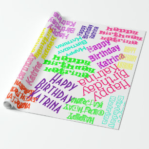 Papier Cadeau Nom personnalisé et couleurs de joyeux