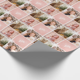 Papier Cadeau Nom personnalisé et photo Collage Rose Parties sci