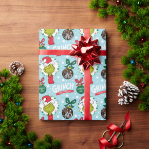 Papier Cadeau Nom personnalisé et photo - Le Grinch avec ornemen
