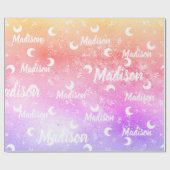 Papier Cadeau Nom personnalisé Fairy Rainbow Moon Girl (Plat)