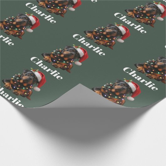 Papier Cadeau Nom personnalisé Fête de Chien Rotation Personnali (Coin)