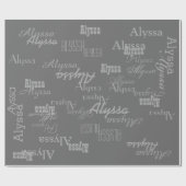 Papier Cadeau Nom personnalisé gris (Plat)