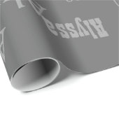 Papier Cadeau Nom personnalisé gris (Coin rond)