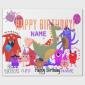 PAPIER CADEAU NOM PERSONNALISÉ HAPPY MONSTER BIRTHDAY WRAPPER PA (Plat)