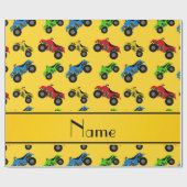 Papier Cadeau Nom personnalisé jaune motif atv (Plat)