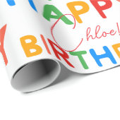 Papier Cadeau Nom personnalisé Joyeux Anniversaire (Coin rond)