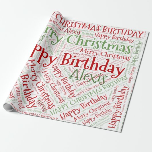 Papier Cadeau Nom personnalisé Joyeux Noël Anniversaire Drôle (Déroulé)