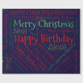 Papier Cadeau Nom personnalisé Joyeux Noël Anniversaire Drôle W (Plat)