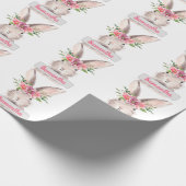 Papier Cadeau Nom personnalisé Lapin Rabbit fille rose (Coin)