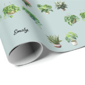 Papier Cadeau Nom personnalisé mignon Plante (Coin rond)